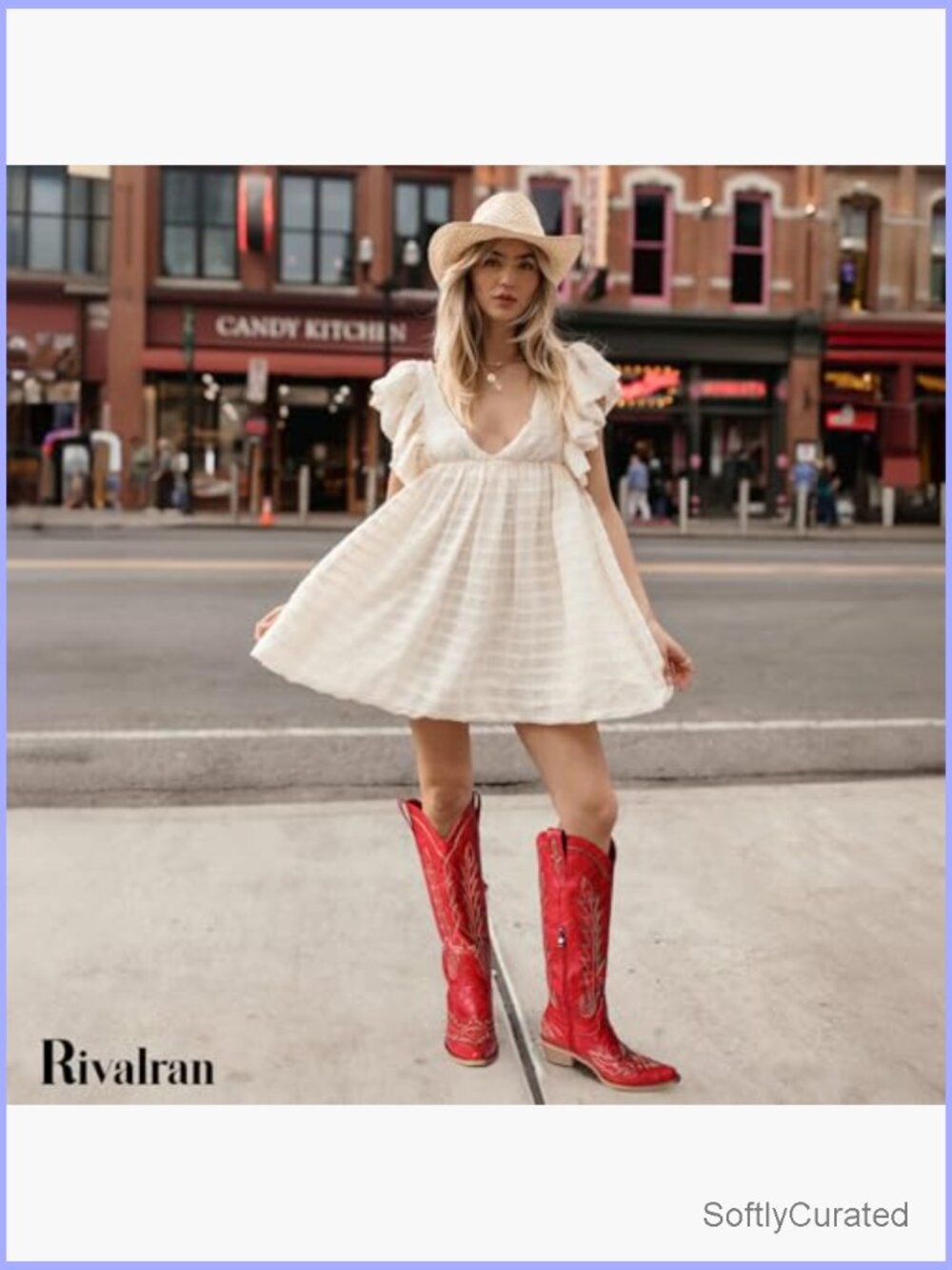Vintage Knee High Cowgirl Boots with Chunky Heel, Pointed Toe, Side Zipper - Picture 2 of 7